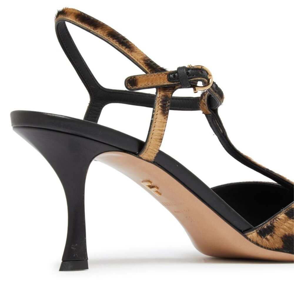 New in Box NIB Ferragamo Ely Leopard T-Strap Sandals Size 9.5 / 39.5 ($1250) - Picture 4 of 8
